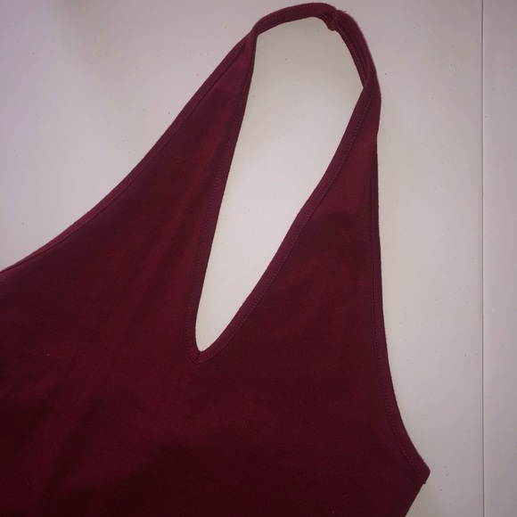 Maroon Halter Neck Bodysuit - Picture 3 of 6